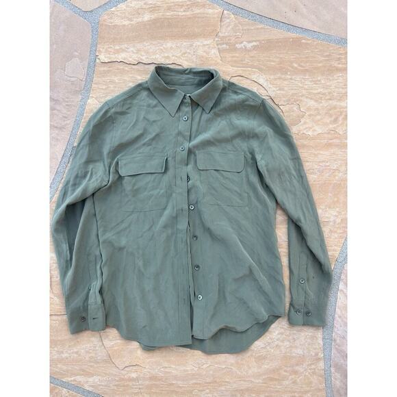 Equipment Femme Light Pink Slim Signature 100% Silk Button Up Blouse Shirt Small - Picture 1 of 4